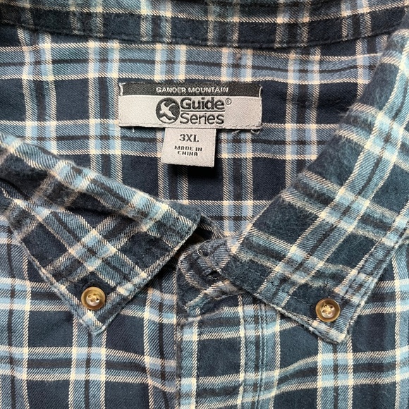 Gander Mountain Guide Series Mens Blue Plaid Button Up Flannel Shirt Size 3XL - Picture 4 of 11
